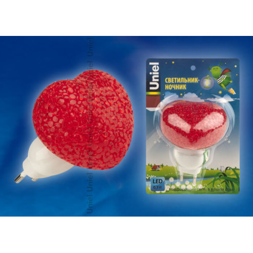 Настенный светодиодный светильник (10325) Uniel DTL-309-Сердечко/Red/1LED/0,1W