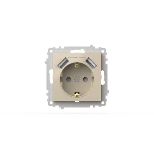 Розетка с заземлением и защитой от детей + два входа USB для заряда устройства ELBI Zena Vega 609-010300-317