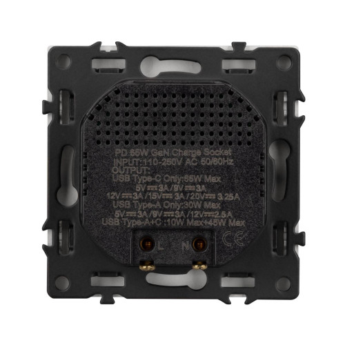 Механизм розетки с быстрой USB зарядкой Arlight SCT-NOBE-MUAC-SFPL-FC-WH (65W, QC3) 054316