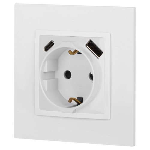 Розетка со шторками с USB type-A+C Эра Elegance 14-4108-01 Б0067736