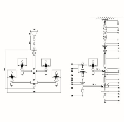 Подвесная люстра Lumien Hall Vivien LH1038/15H-CO-WT
