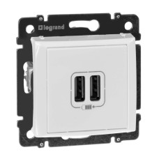 Розетка USB двойная Legrand Valena 240V/5V 2400mA белая 770470