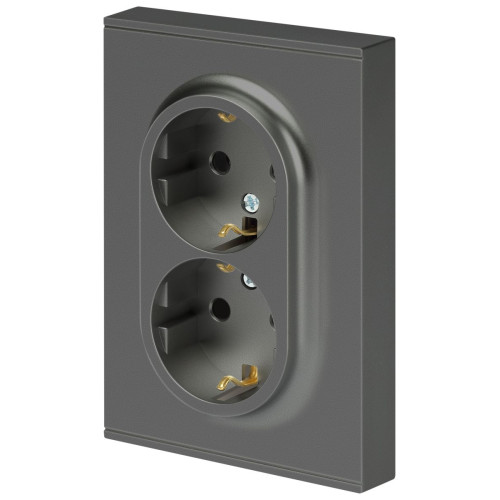 Розетка Эра Arktik 16-2105-06 двойная с заземлением 2X2P+E Schuko со шторками 16А-250В графит Б0070459