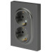 Розетка Эра Arktik 16-2105-06 двойная с заземлением 2X2P+E Schuko со шторками 16А-250В графит Б0070459