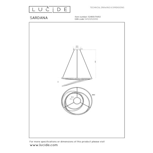 Подвесной светильник Lucide Sardana 52400/74/02