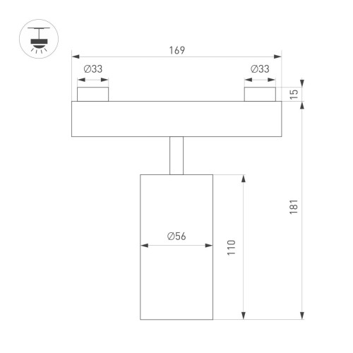Трековый светильник Arlight ART-INBELT-SPOT-R56-15W Day4000-MIX (BK, 34 deg, 48V, DALI) 051361