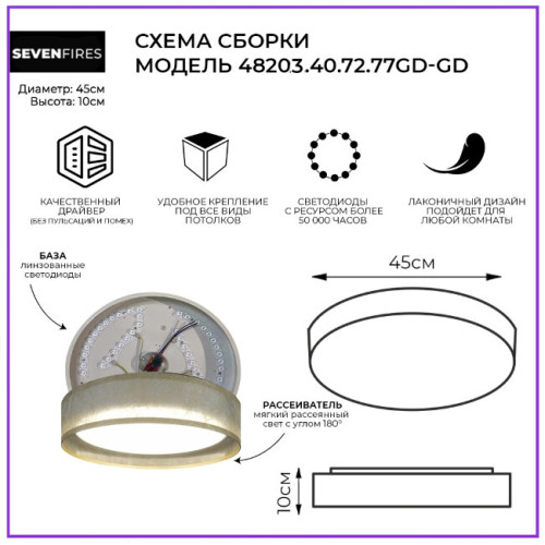 Потолочный светильник Seven Fires Лагом 48203.40.72.77GD-GD
