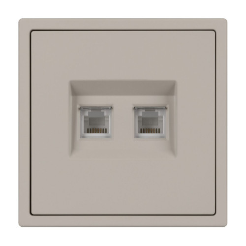 Механизм сдвоенной телефонной розетки Arlight SCT-NOBE-MTL2-SFPL-CA (RJ-11, 4C) (Кашемир) 061889