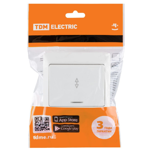 Выключатель одноклавишный с подсветкой на 2 направления Ильмень TDM Electric SQ1823-0006