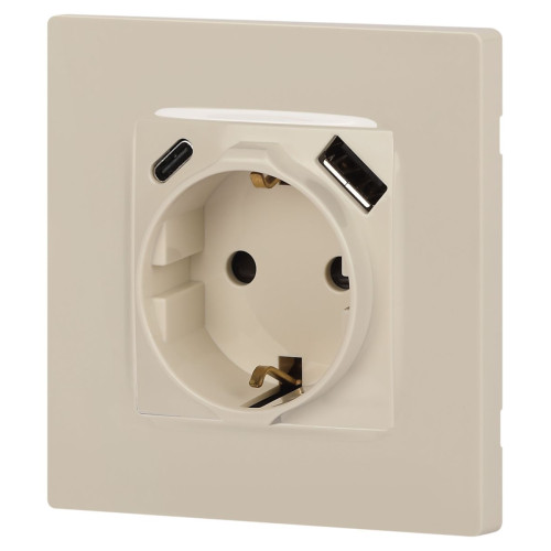 Розетка со шторками с USB type-A+C Эра 12-4108-02 Б0067731