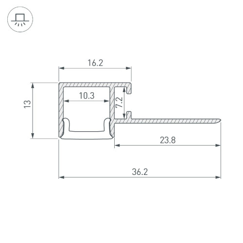 Профиль Arlight FANTOM-BENT-W12-TOP-EDGE-2000 ANOD 040328