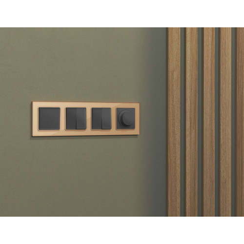 Комплект механизма 2-клавишного перекрестного выключателя 10A-250V Alfa Графит мягкое касание Quant Ambrella Volt MA903030 (AP9030, VM125)