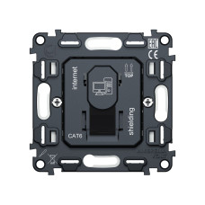 Механизм компьютерной розетки RJ-45 (8P8C) CAT6A экранированной с автоматической защитной шторкой QUANT Ambrella Volt VM185