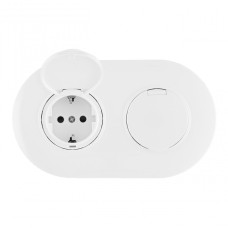Круглая розетка двойная (двухпостовая) с/з и шторками Arte Milano SET08-2-41-1x2 white