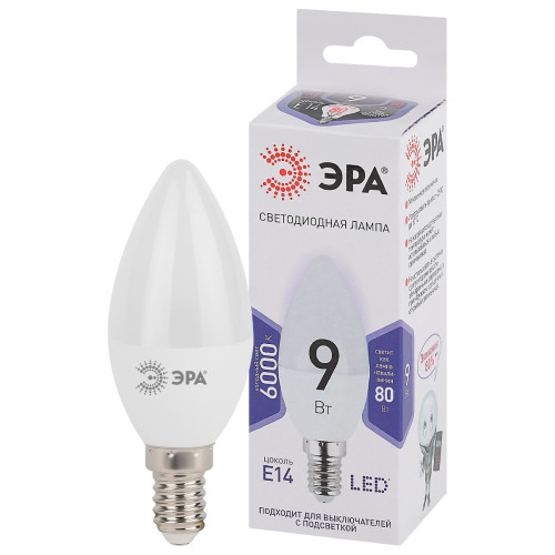 Лампа светодиодная Эра E14 9W 6000K LED B35-9W-860-E14 Б0031403