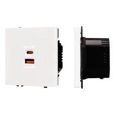 Механизм розетки с быстрой USB зарядкой Arlight SCT-NOBE-MUAC-SFPL-FC-WH (65W, QC3) 054316