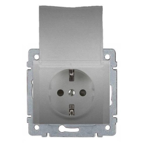 Розетка 2К+3 Legrand Galea Life 16A 250V с/з со шторками крышкой автоматические клеммы алюминий 771364