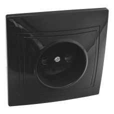 Розетка 2П скрытой установки 16А 250В IP20, черная (керамика) 
