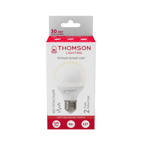 Лампа светодиодная Thomson E27 4W 3000K шар матовый TH-B2361
