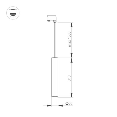 Трековый светильник Arlight LGD-Pipe-Track-Hang-2TR-R50-9W Warm3000 037429