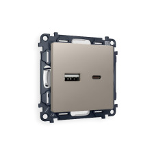 Комплект механизма розетки 2USB A+C 20W (быстрая зарядка) Ambrella Volt Alfa MA371010