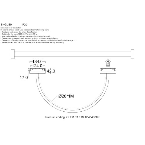 Трековый магнитный светильник Crystal Lux CLT 0.33 018 12W BL 4000K