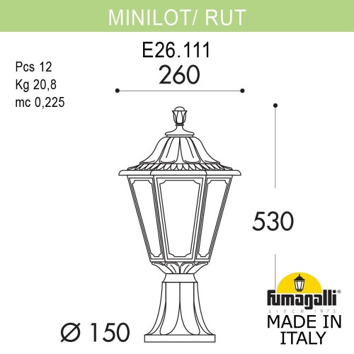 Ландшафтный светильник Fumagalli MINILOT/RUT E26.111.000.BYE27