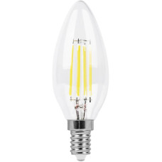 Лампа светодиодная филаментная Feron E14 9W 4000K Свеча Прозрачная LB-73 25958