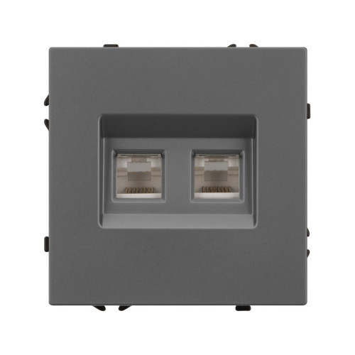 Механизм сдвоенной телефонной розетки Arlight SCT-NOBE-MTL2-SFPL-GR (RJ-11, 4C) (Серый базальт) 054311
