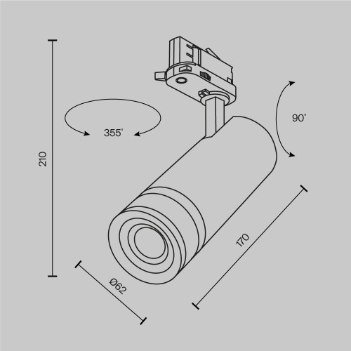 Трековый трехфазный светильник Maytoni Focus Zoom TR198-3-20W4K-Z-W