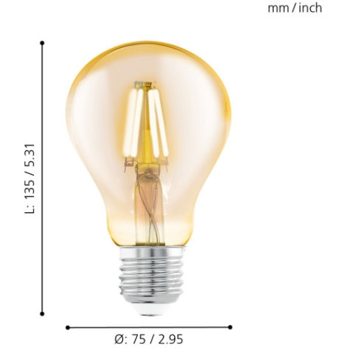 Лампа светодиодная филаментная Eglo E27 4W 2200К янтарь 11555