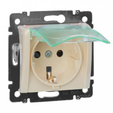 Розетка 2К+З Legrand Valena 16A 250V с/з со шторками крышкой винтовой зажим немецкий стандарт слоновая кость 774120