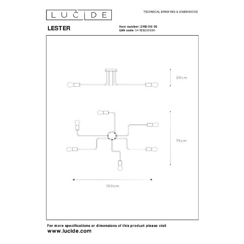 Потолочная люстра Lucide Lester 21112/06/30