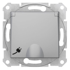 Розетка Schneider Electric Sedna с з/к со шторками и крышкой 16A 250V SDN3100460