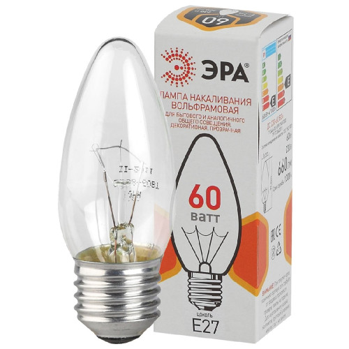 Лампа накаливания Эра E27 60W ДС 60-230-E27-CL Б0039130