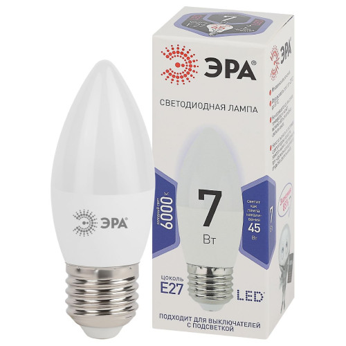 Лампа светодиодная Эра E27 7W 6000K LED B35-7W-860-E27 Б0031413