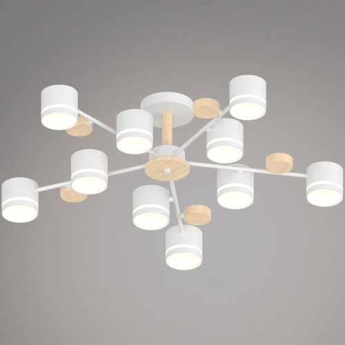 Люстра на штанге Reluce 68730-0.3-10 GX53 WH+WOOD Люстра на штанге Reluce 68730-0.3-10 GX53 WH+WOOD