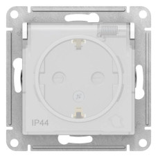 Розетка 2К+З Schneider Electric Atlas Design 16A 250V со шторками и крышкой белая ATN440146