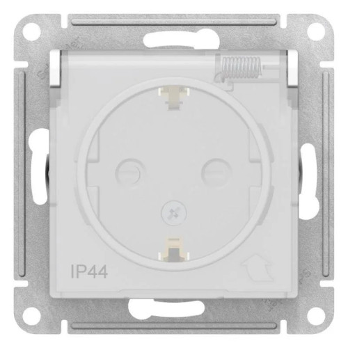 Розетка 2К+З Schneider Electric Atlas Design 16A 250V со шторками и крышкой белая ATN440146