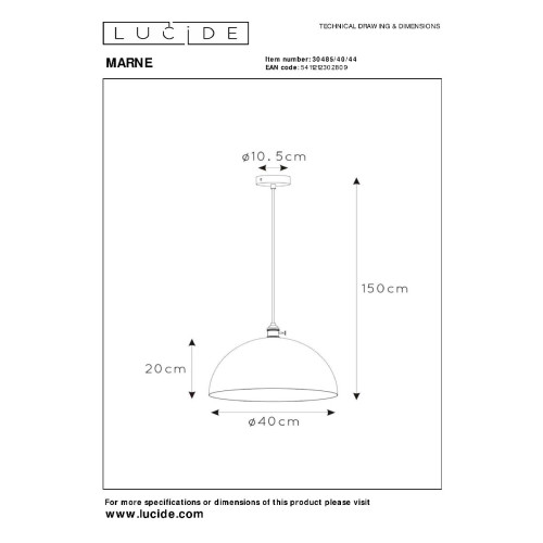 Подвесной светильник Lucide Marne 30485/40/44