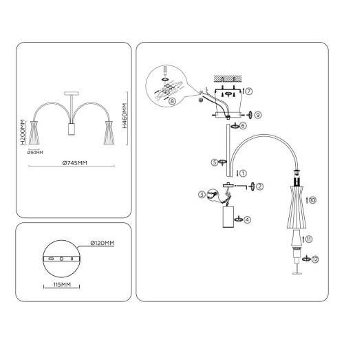 Люстра на штанге Ambrella Light High Light Modern LH55653