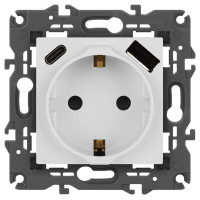Розетка со шторками с USB type-A+C Эра Elegance 14-4108-01 Б0067736