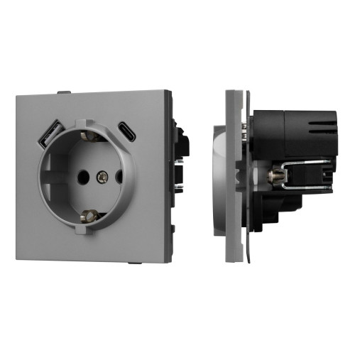 Механизм розетки с USB зарядкой Arlight SCT-TENDO-MUAC-PL-GR (230V, 16A) 054088 Механизм розетки с USB зарядкой Arlight SCT-TENDO-MUAC-PL-GR (230V, 16A) 054088