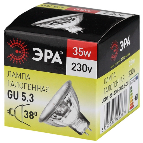 Лампа галогенная Эра GU5.3 35W 3000K GU5.3-JCDR (MR16) -35W-230V-CL C0027363