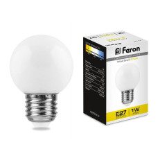 Лампа светодиодная Feron E27 1W 2700K Шар Матовая LB-37 25878