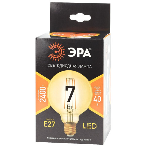 Лампа светодиодная Эра E27 7W 2400K F-LED G95-7W-824-E27 gold Б0047662
