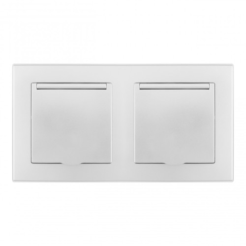 Розетка двойная (двухпостовая) с/з и шторками Arte Milano SET06-2-41-1x2 silver