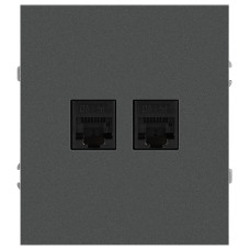 Розетка Эра Arktik 16-3108-06 информационная двойная 2XRJ45 графит Б0070489
