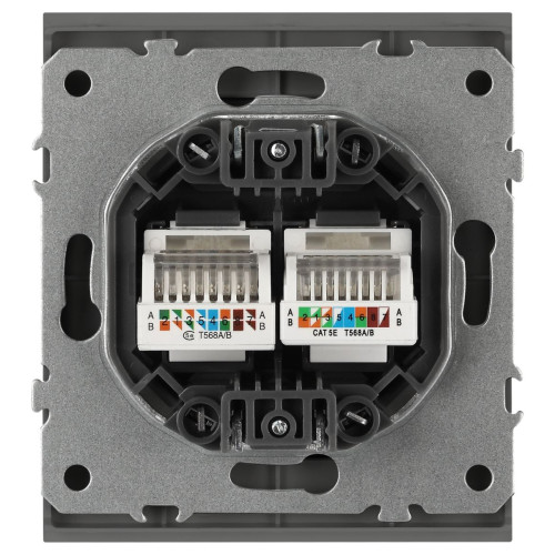 Розетка Эра Arktik 16-3108-06 информационная двойная 2XRJ45 графит Б0070489