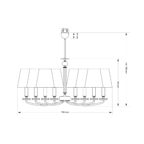 Люстра на штанге Kutek Rossano ROS-ZW-8(P/A)
